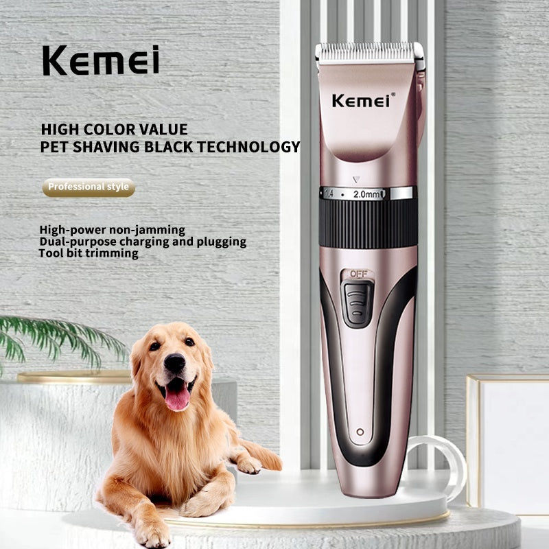 KEMEI KM-1056 Pet Electric Hair Clipper 6500RPM Ceramic Blade Adjustable Length Trim Dial Dog Cat Grooming Trimmer