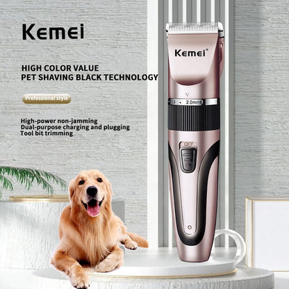 KEMEI KM-1056 Pet Electric Hair Clipper 6500RPM Ceramic Blade Adjustable Length Trim Dial Dog Cat Grooming Trimmer
