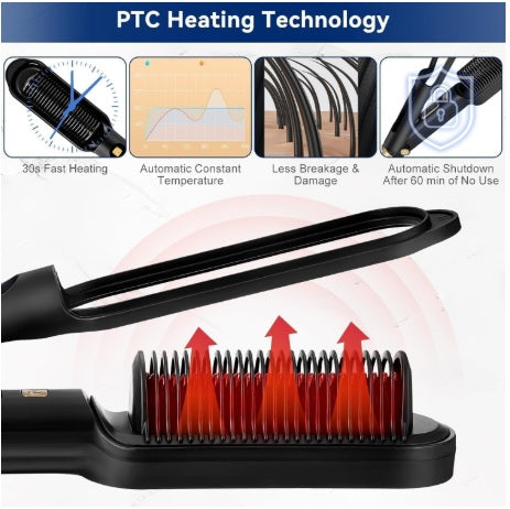 Hair Straightener Brush, Fast Heating & 5 Temp Settings & Anti-Scald, Hair Iron with Built-in Comb, Perfect for Professional Salon at Home, Reduces Styling Time BuyIt.lb