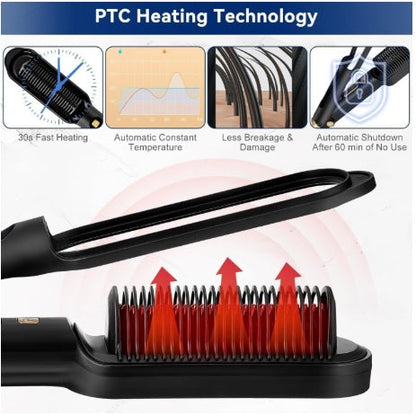 Hair Straightener Brush, Fast Heating & 5 Temp Settings & Anti-Scald, Hair Iron with Built-in Comb, Perfect for Professional Salon at Home, Reduces Styling Time BuyIt.lb