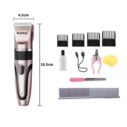 KEMEI KM-1056 Pet Electric Hair Clipper 6500RPM Ceramic Blade Adjustable Length Trim Dial Dog Cat Grooming Trimmer