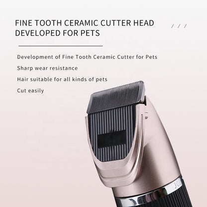 KEMEI KM-1056 Pet Electric Hair Clipper 6500RPM Ceramic Blade Adjustable Length Trim Dial Dog Cat Grooming Trimmer