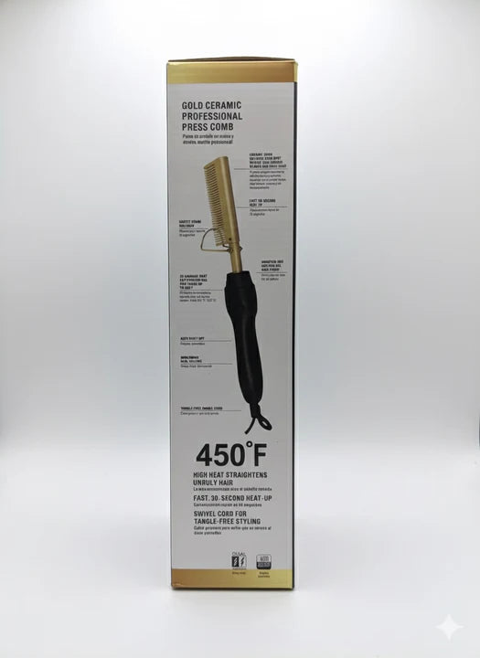 2 in 1 Hair Straightener Curling Iron Electric Heating Comb Hair Smoothing Flat Iron Multifunctional straightening Styling Tool Gold