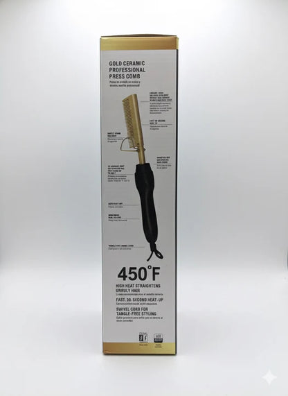 2 in 1 Hair Straightener Curling Iron Electric Heating Comb Hair Smoothing Flat Iron Multifunctional straightening Styling Tool Gold