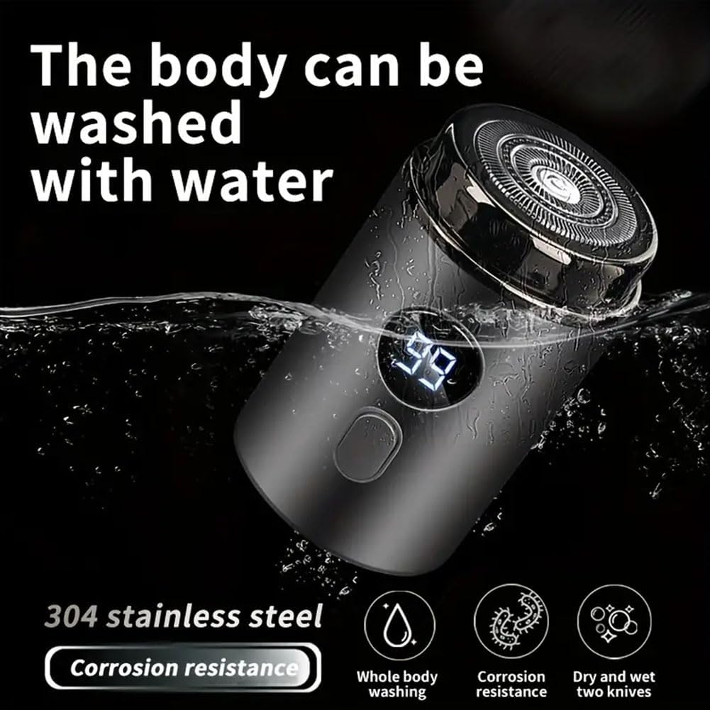 Mini Portable Electric Shaver, 2025 Upgrade Men's Portable Mini Travel Shaver, USB Rechargeable Ipx-7 Waterproof Electric Razor for Car, Travel