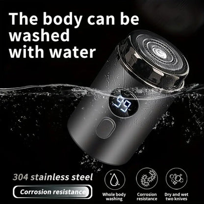 Mini Portable Electric Shaver, 2025 Upgrade Men's Portable Mini Travel Shaver, USB Rechargeable Ipx-7 Waterproof Electric Razor for Car, Travel