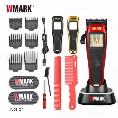 WMARK Professional Durable Cordless Hair Clipper for Barbers, Stylists & Men - 10000 RPM Maglev Motor, DLC Coated Zero-Gapped Fade Blade, 3 Modular Lids NG-X1