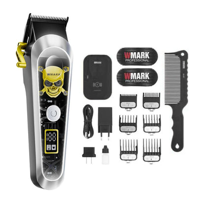 WMARK High Speed Professional Hair Clipper for Men Professional Cordless&Corded Hair Clippers with LCD Display 6 Guide Combs *1comb,Mens NG-130 (Silver)