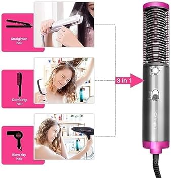 Hesheng Professional Hot Air Brush Hair Dryer Comb Straightening And Curling Black (H) HS-818