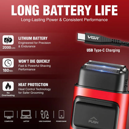 VGR V-307 Professional Foil Shaver for Men with 180 min Runtime
