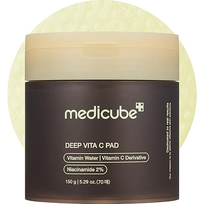 medicube Toner Pads Deep Vita C Facial Toner Pad for Uneven Skin Tone & Texture | Vitamin Water and 3 Types of Vitamin, Deeply Hydrating & Resurfacing Pad | Korean Skin