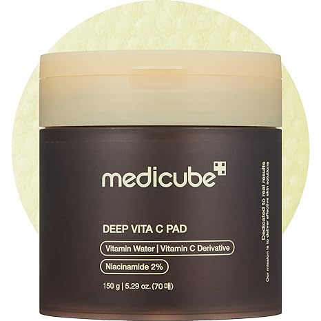 medicube Toner Pads Deep Vita C Facial Toner Pad for Uneven Skin Tone & Texture | Vitamin Water and 3 Types of Vitamin, Deeply Hydrating & Resurfacing Pad | Korean Skin