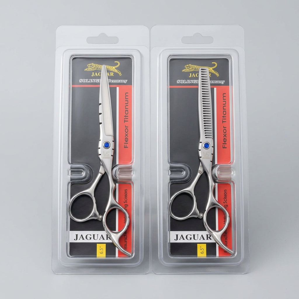 JAGUAR 6.5-Inch Professional Barber Hair Thinning Scissors - 6CR Steel Double Tail Cutting