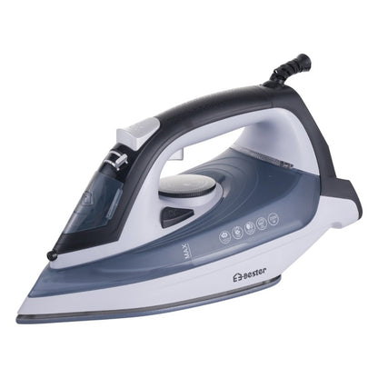 BESTER EE-5203 Steam iron with ceramic soleplate, high power (2200 W), variable steam control and spray function for efficient ironing