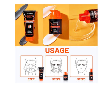GuanJing Men's Expert Skin Care Sets Facial Wash, Facial Toner And Lotion