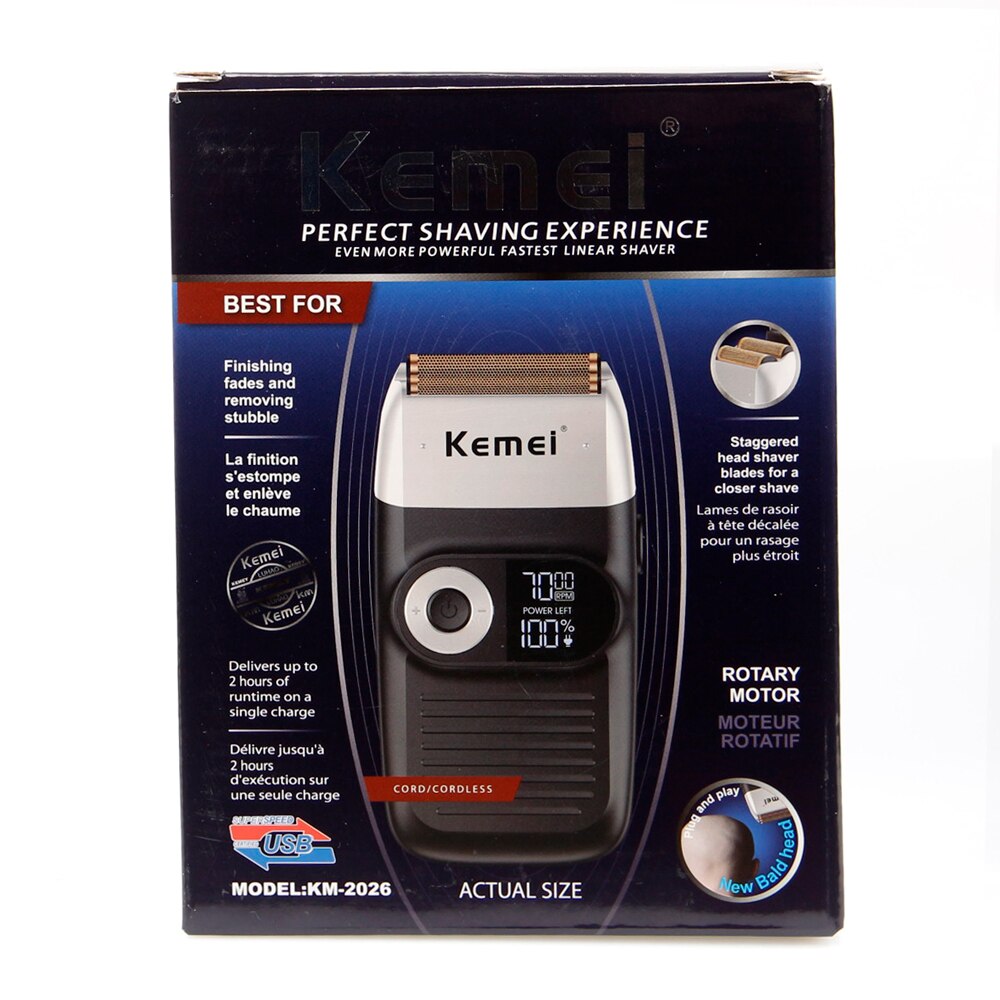 Kemei KM-2026 Electric Cordless Razor Shaver Twin Blade
