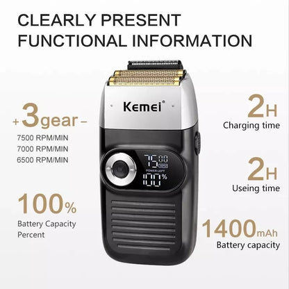 Kemei KM-2026 Electric Cordless Razor Shaver Twin Blade