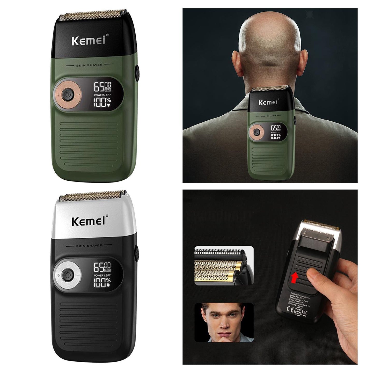 Kemei KM-2026 Electric Cordless Razor Shaver Twin Blade