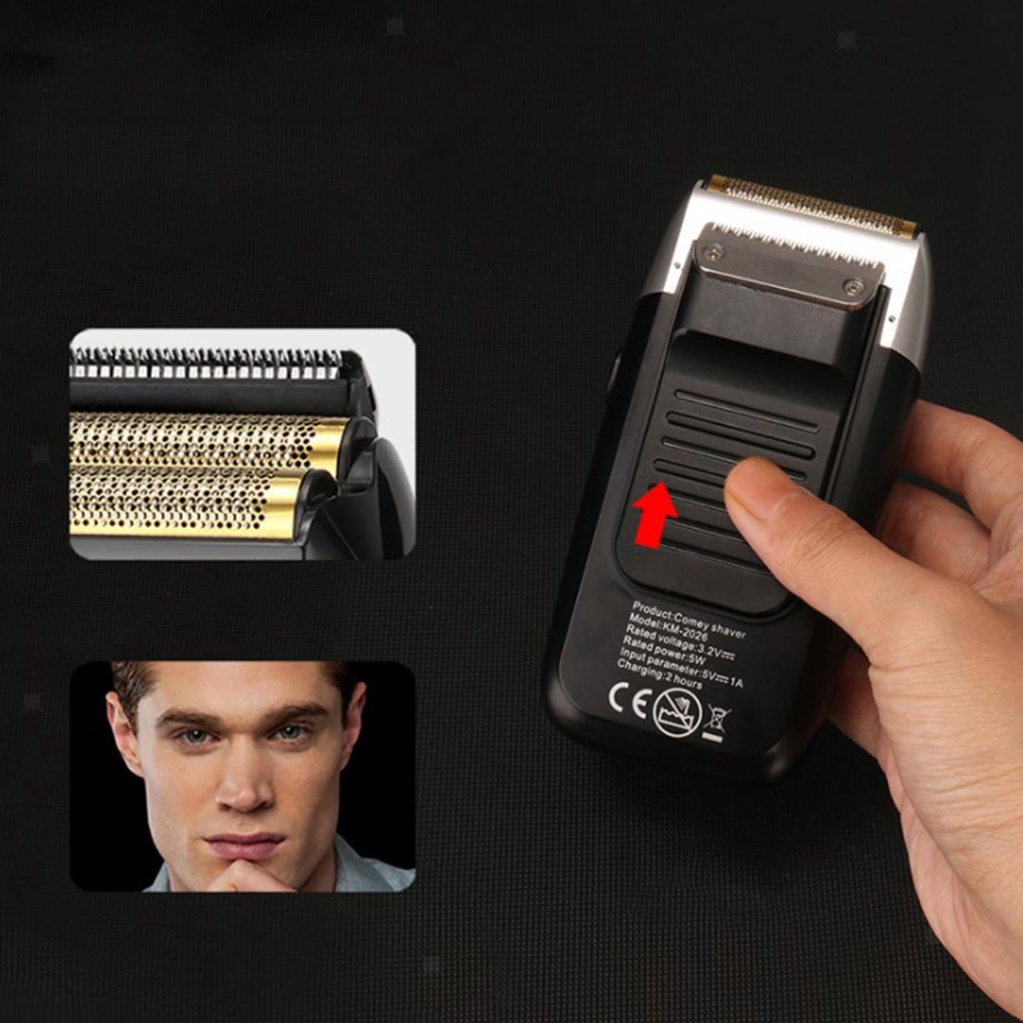 Kemei KM-2026 Electric Cordless Razor Shaver Twin Blade