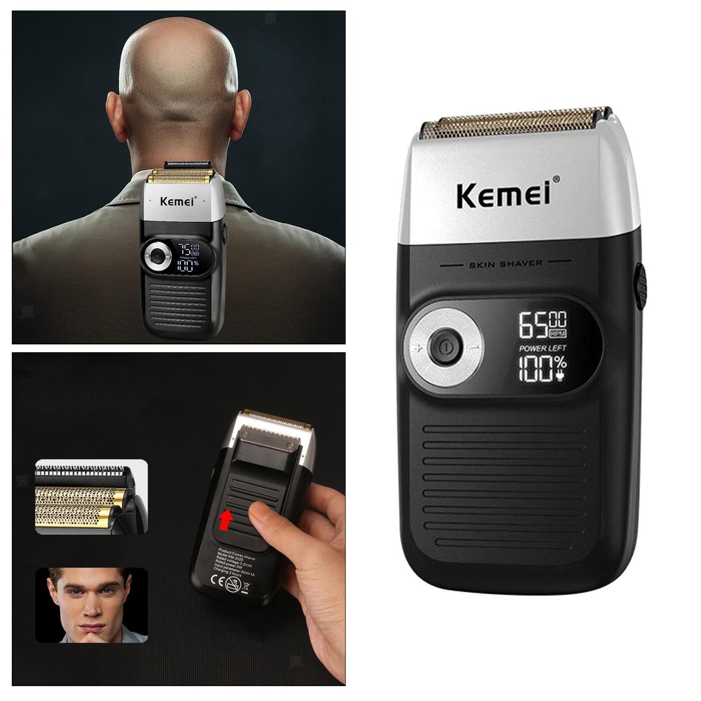 Kemei KM-2026 Electric Cordless Razor Shaver Twin Blade